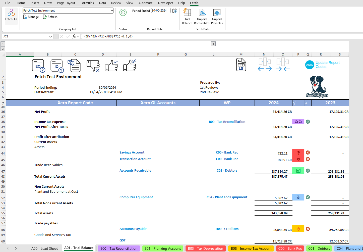 Trial Balance Screenshot
